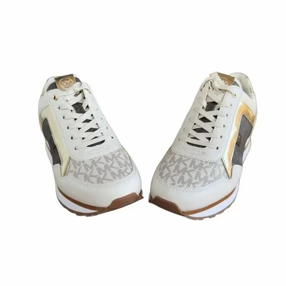 ✨Michael Kors Maddy Trainer Sneaker Vanilla Brown Gold Sz 7.5 Women Shoes Casual - Picture 4 of 10